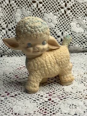 Vintage 1965 Holland Hall Rubber Lamb Squeak toy - mid-century modern nursery